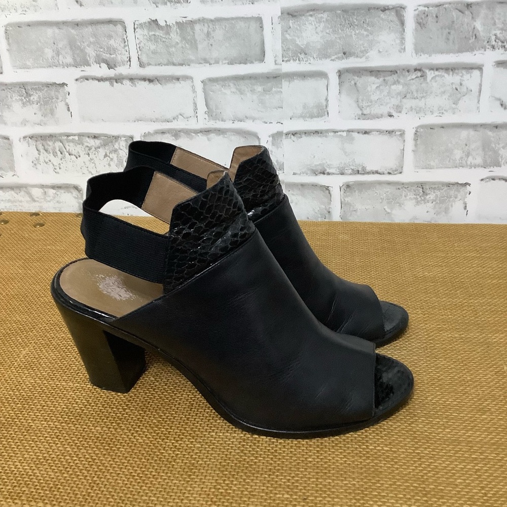 Donald J Pliner Khloe Heels Black Leather Snake Embossed Slingback 9 (SH102)